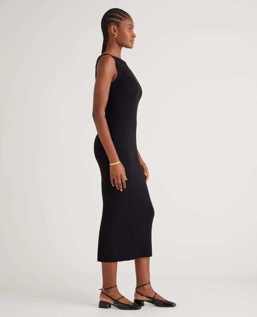 Quince Cotton Cashmere Ribbed Sleeveless Midi Dress